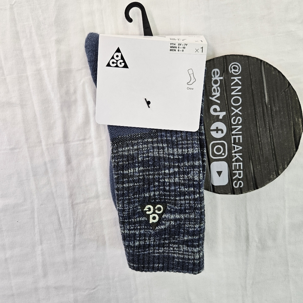Nike ACG Outdoor Cushioned Crew Socks Blue FB3341-437 Men's Size Medium